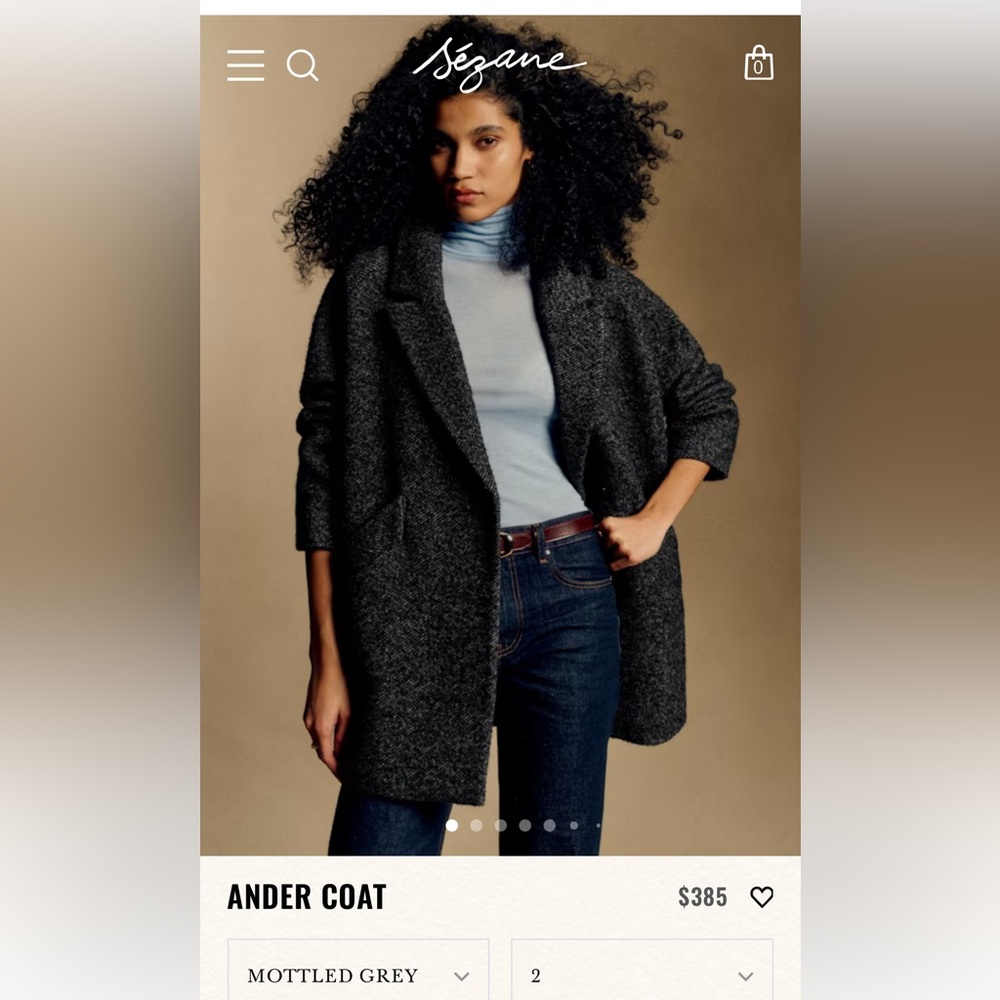 Sezane Ander Gray Wool Coat